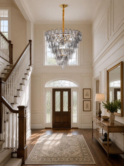 Smoke Gray Empire Chandelier - Elegant Design with Adjustable Height
