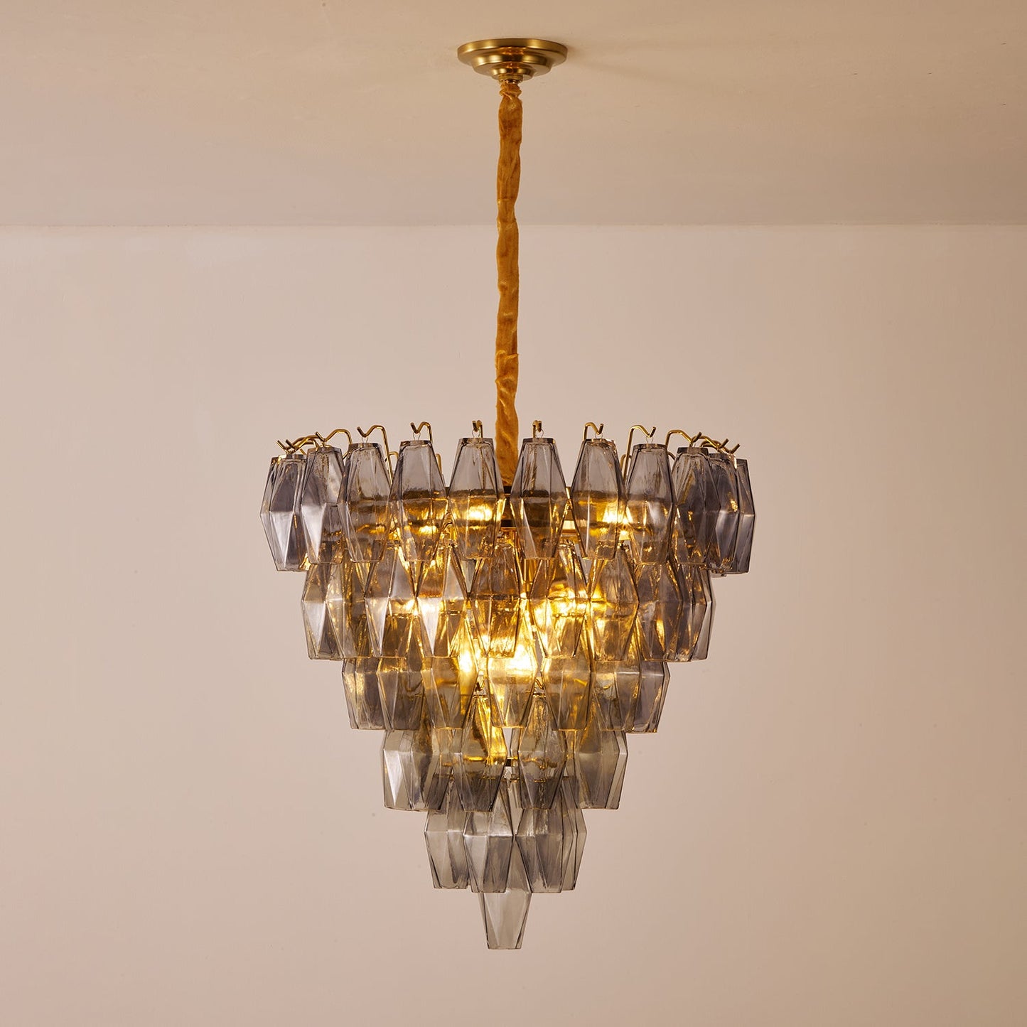 Smoke Gray Empire Chandelier - Elegant Design with Adjustable Height