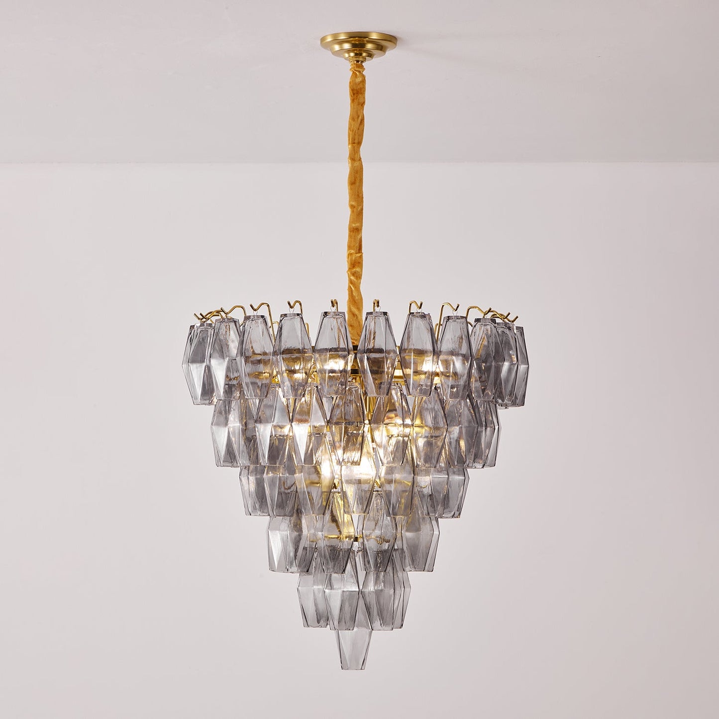 Smoke Gray Empire Chandelier - Elegant Design with Adjustable Height