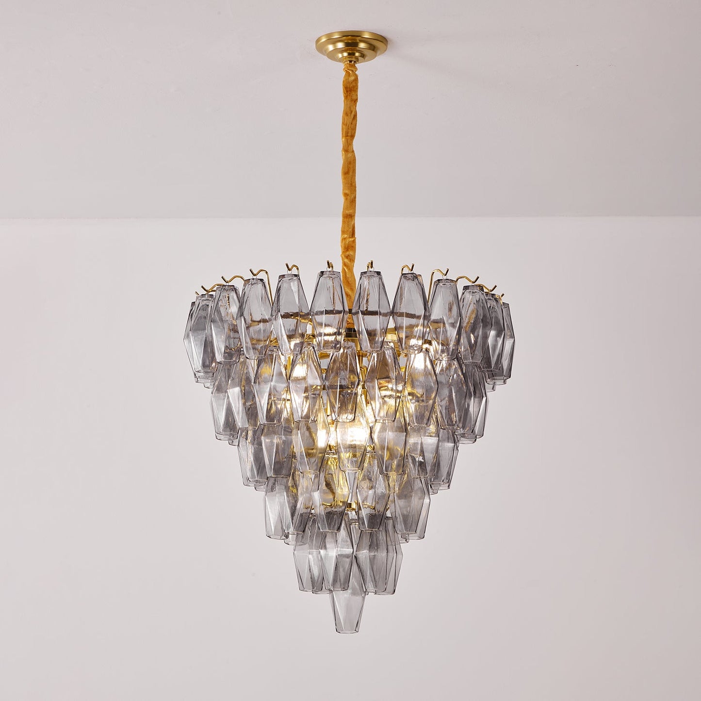 Smoke Gray Empire Chandelier - Elegant Design with Adjustable Height