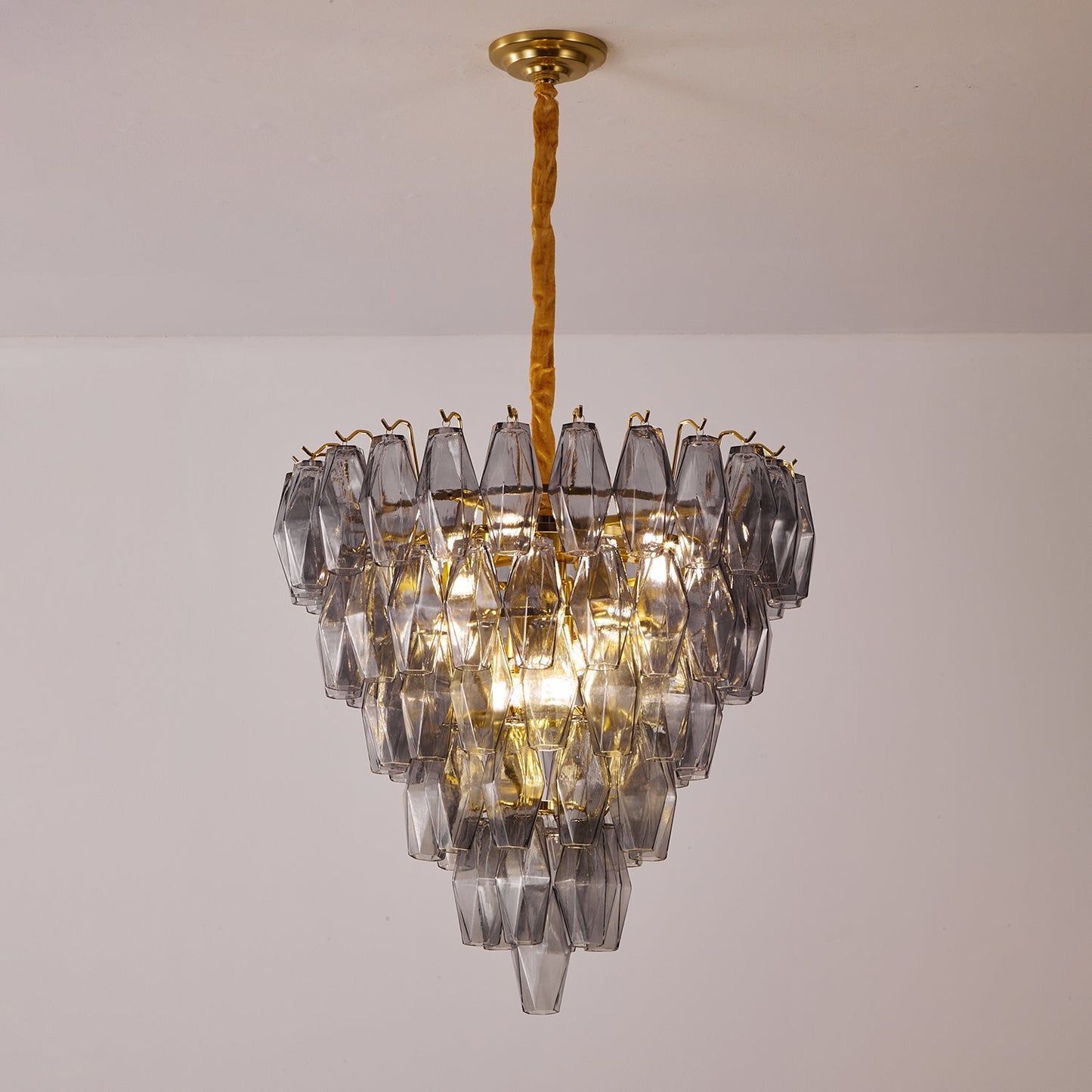 Smoke Gray Empire Chandelier - Elegant Design with Adjustable Height