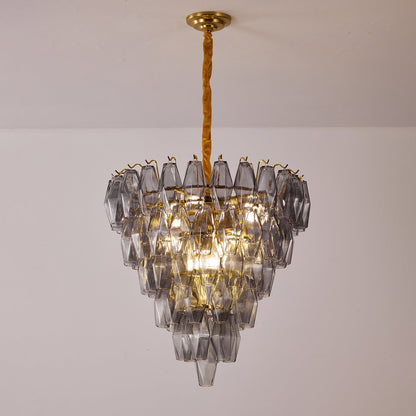 Smoke Gray Empire Chandelier - Elegant Design with Adjustable Height