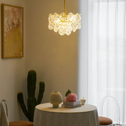 Elegant Snowflake Glass Chandelier - Dimmable, Energy Efficient Lighti