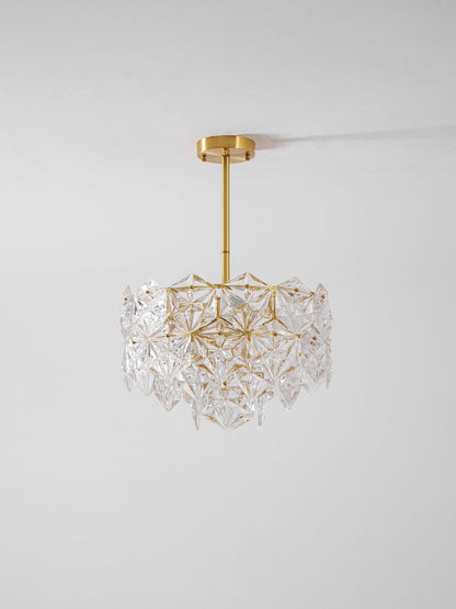 Elegant Snowflake Glass Chandelier - Dimmable, Energy Efficient Lighti