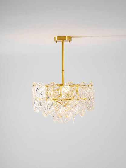 Elegant Snowflake Glass Chandelier - Dimmable, Energy Efficient Lighti