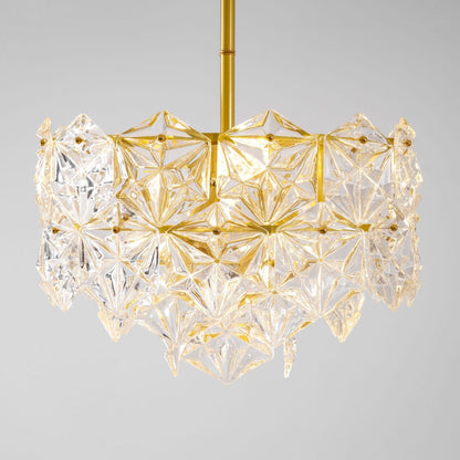 Elegant Snowflake Glass Chandelier - Dimmable, Energy Efficient Lighti