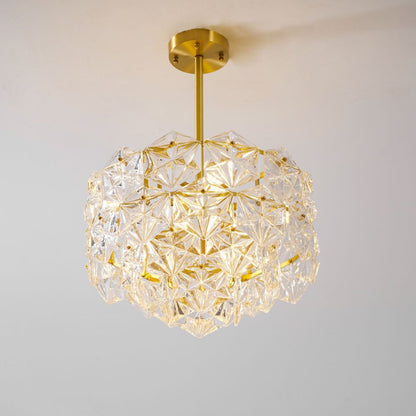 Elegant Snowflake Glass Chandelier - Dimmable, Energy Efficient Lighti