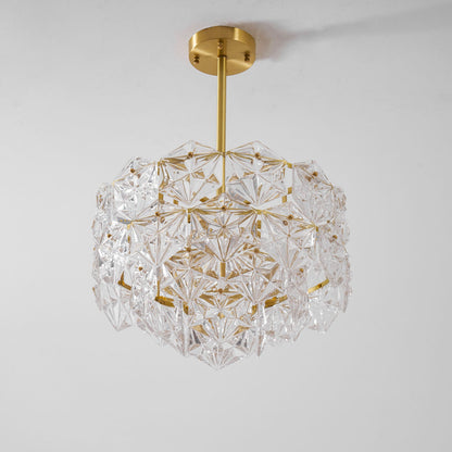 Elegant Snowflake Glass Chandelier - Dimmable, Energy Efficient Lighti
