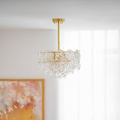 Elegant Snowflake Glass Chandelier - Dimmable, Energy Efficient Lighti
