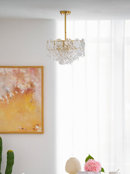 Elegant Snowflake Glass Chandelier - Dimmable, Energy Efficient Lighti