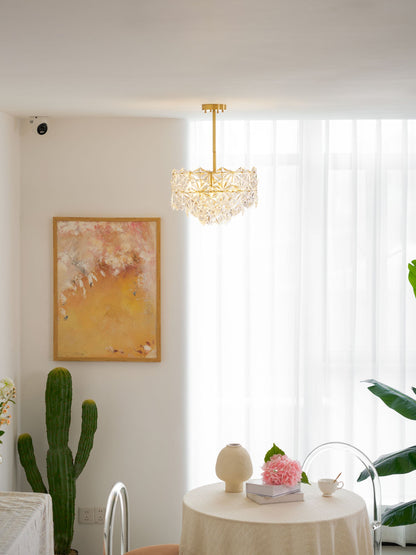 Elegant Snowflake Glass Chandelier - Dimmable, Energy Efficient Lighti