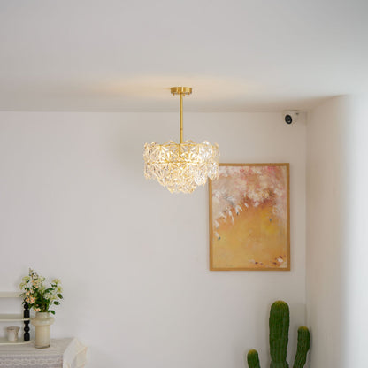Elegant Snowflake Glass Chandelier - Dimmable, Energy Efficient Lighti
