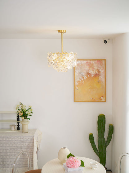 Elegant Snowflake Glass Chandelier - Dimmable, Energy Efficient Lighti