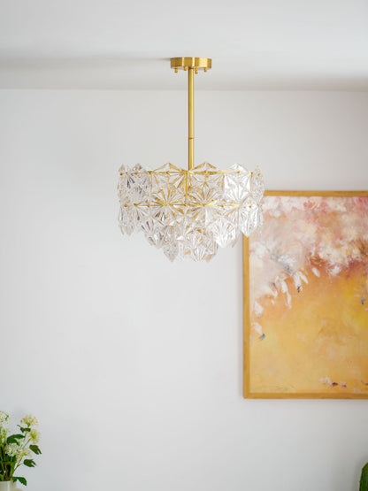 Elegant Snowflake Glass Chandelier - Dimmable, Energy Efficient Lighti