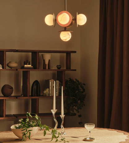 Snowflake Alabaster Orb Chandelier - Elegant Design & Adjustable Heigh