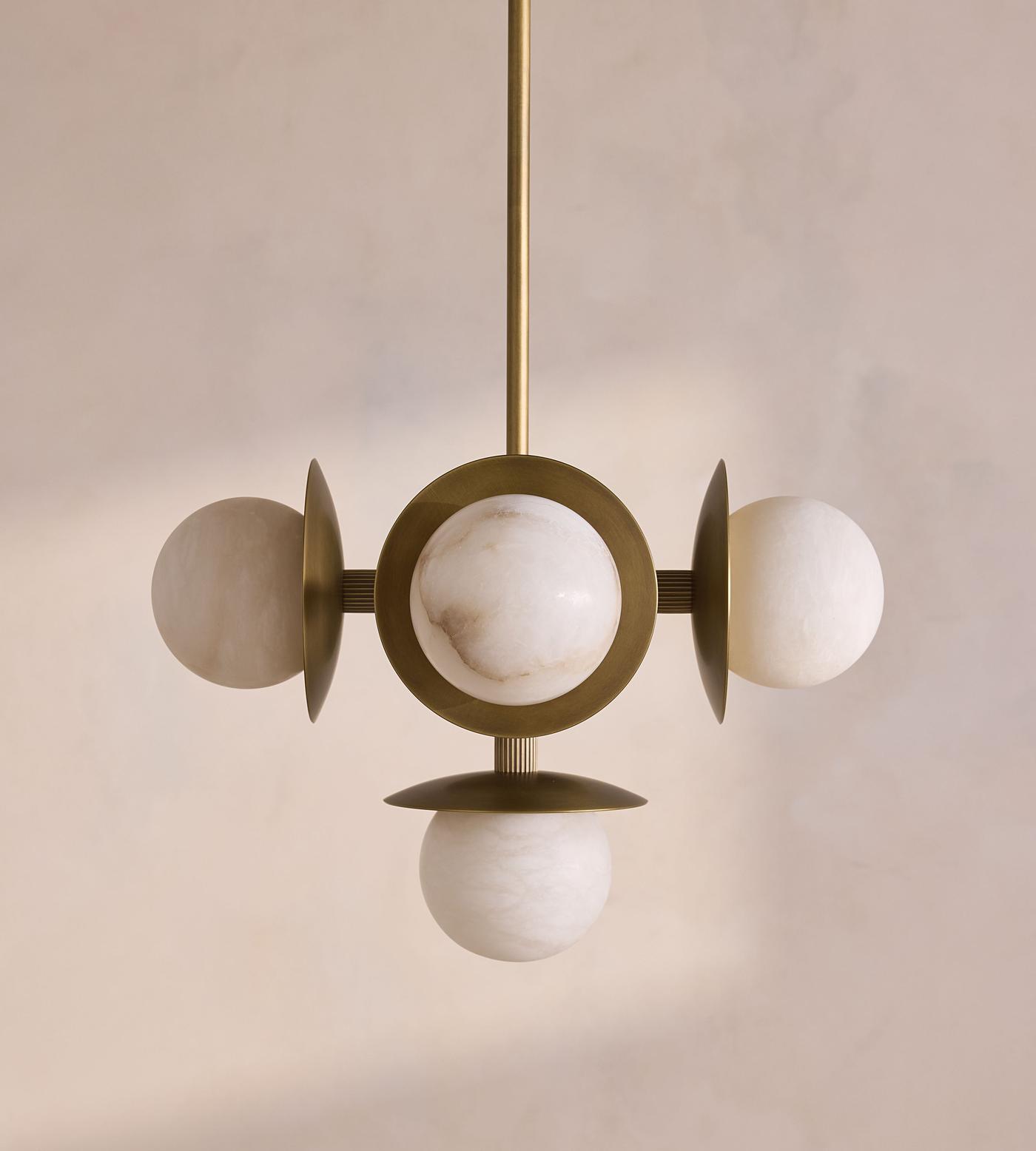Snowflake Alabaster Orb Chandelier - Elegant Design & Adjustable Heigh