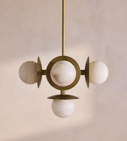 Snowflake Alabaster Orb Chandelier - Elegant Design & Adjustable Heigh