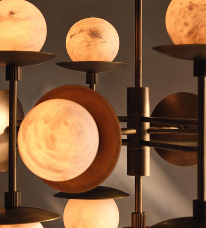 Snowflake Alabaster Orb Chandelier - Elegant Design & Adjustable Heigh