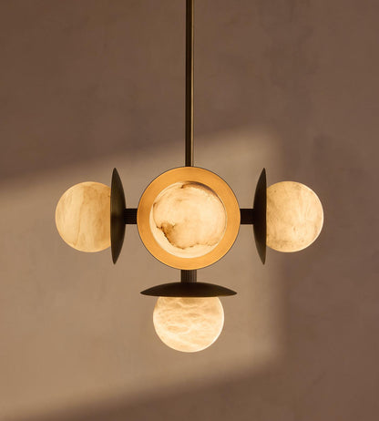 Snowflake Alabaster Orb Chandelier - Elegant Design & Adjustable Heigh