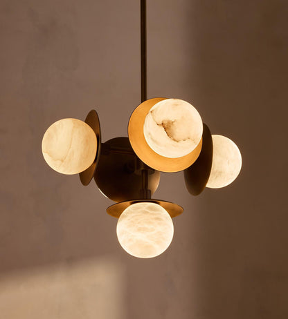 Snowflake Alabaster Orb Chandelier - Elegant Design & Adjustable Heigh