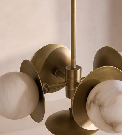 Snowflake Alabaster Orb Chandelier - Elegant Design & Adjustable Heigh