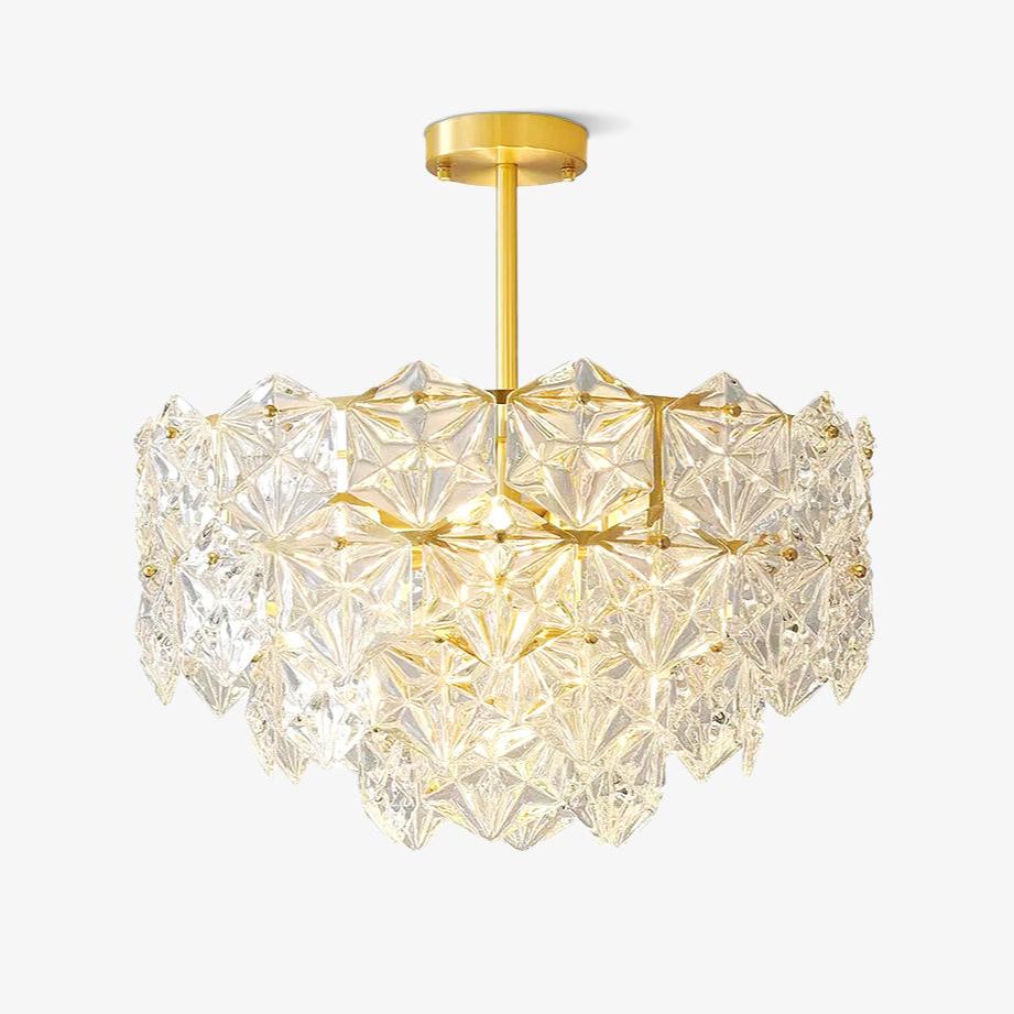 Elegant Snowflake Glass Chandelier - Dimmable, Energy Efficient Lighti