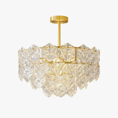 Elegant Snowflake Glass Chandelier - Dimmable, Energy Efficient Lighti