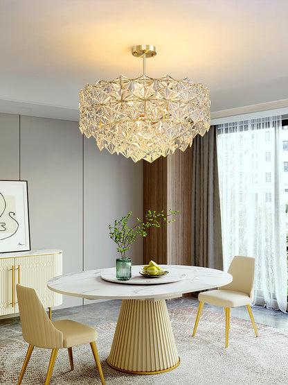 Elegant Snowflake Glass Chandelier - Dimmable, Energy Efficient Lighti
