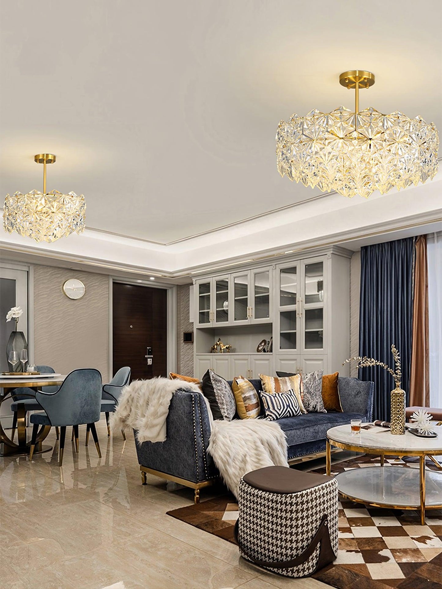 Elegant Snowflake Glass Chandelier - Dimmable, Energy Efficient Lighti