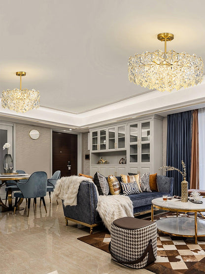 Elegant Snowflake Glass Chandelier - Dimmable, Energy Efficient Lighti