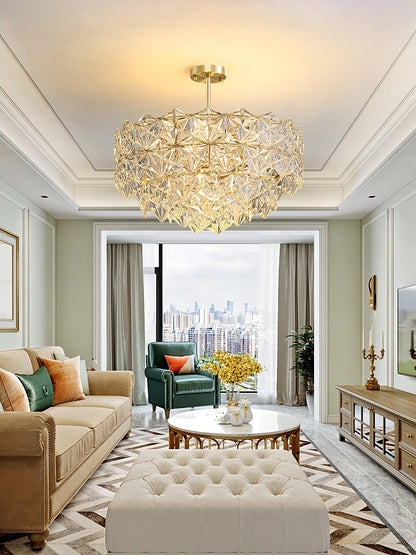Elegant Snowflake Glass Chandelier - Dimmable, Energy Efficient Lighti