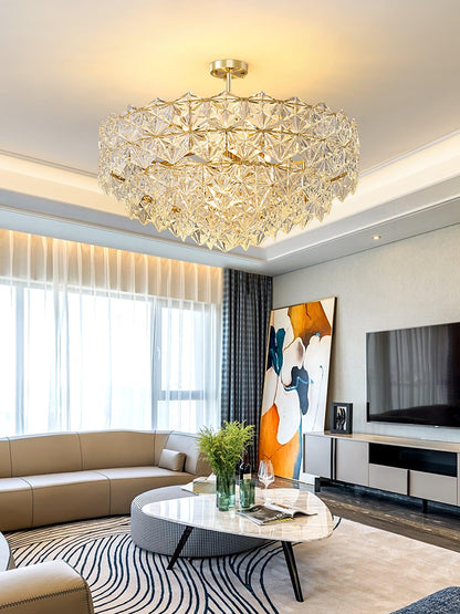 Elegant Snowflake Glass Chandelier - Dimmable, Energy Efficient Lighti
