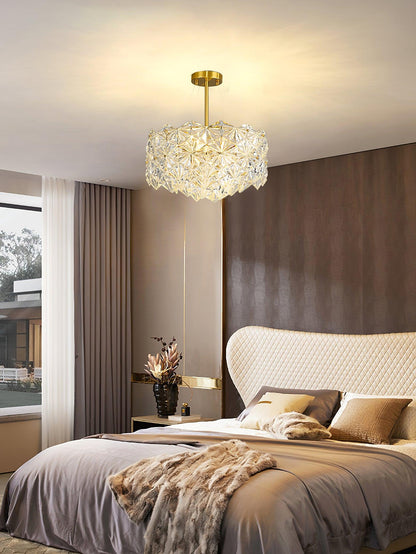 Elegant Snowflake Glass Chandelier - Dimmable, Energy Efficient Lighti
