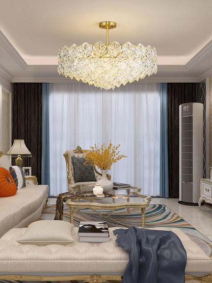 Elegant Snowflake Glass Chandelier - Dimmable, Energy Efficient Lighti