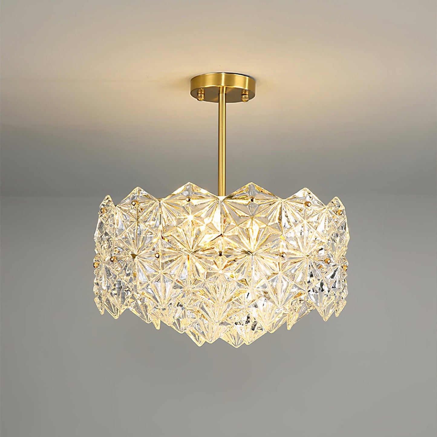 Elegant Snowflake Glass Chandelier - Dimmable, Energy Efficient Lighti