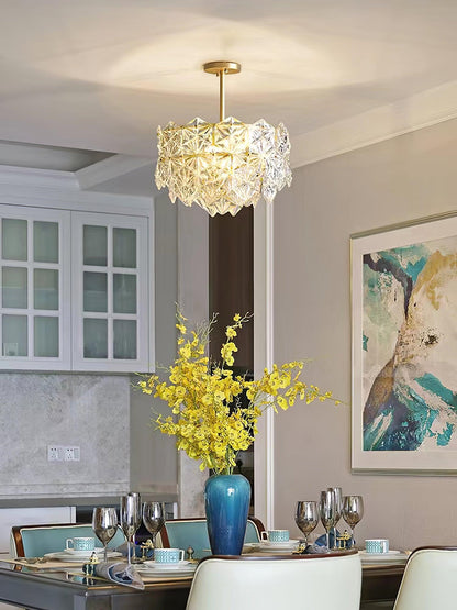 Elegant Snowflake Glass Chandelier - Dimmable, Energy Efficient Lighti