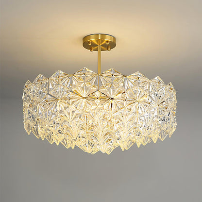 Elegant Snowflake Glass Chandelier - Dimmable, Energy Efficient Lighti