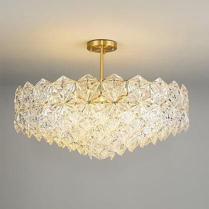 Elegant Snowflake Glass Chandelier - Dimmable, Energy Efficient Lighti