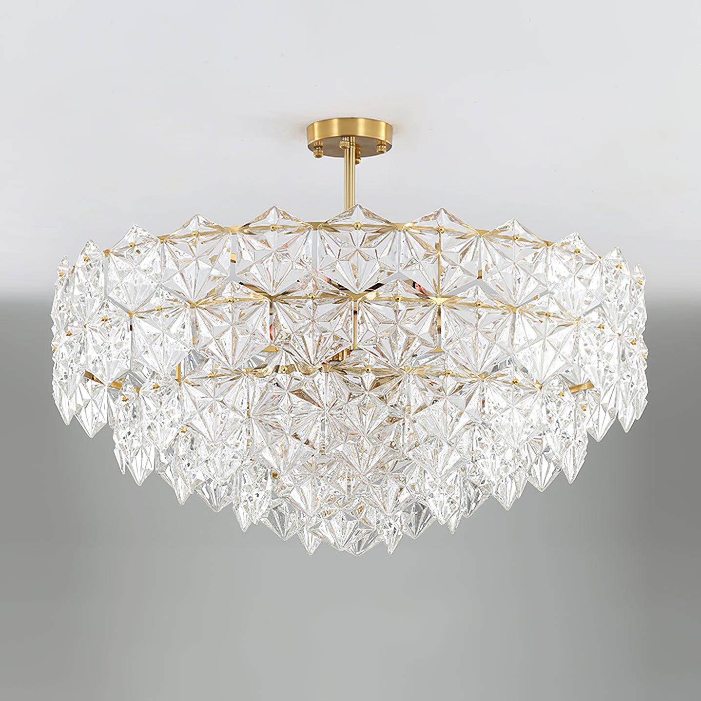 Elegant Snowflake Glass Chandelier - Dimmable, Energy Efficient Lighti