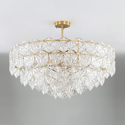 Elegant Snowflake Glass Chandelier - Dimmable, Energy Efficient Lighti
