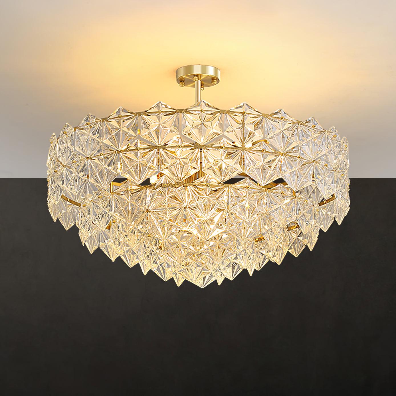 Elegant Snowflake Glass Chandelier - Dimmable, Energy Efficient Lighti