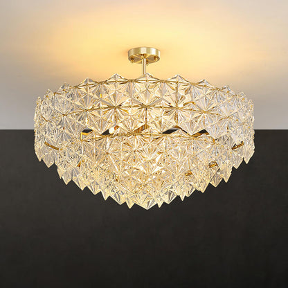Elegant Snowflake Glass Chandelier - Dimmable, Energy Efficient Lighti