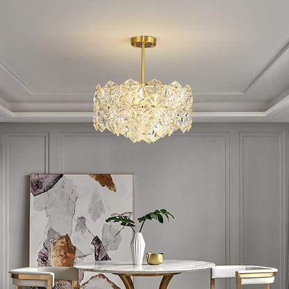 Elegant Snowflake Glass Chandelier - Dimmable, Energy Efficient Lighti