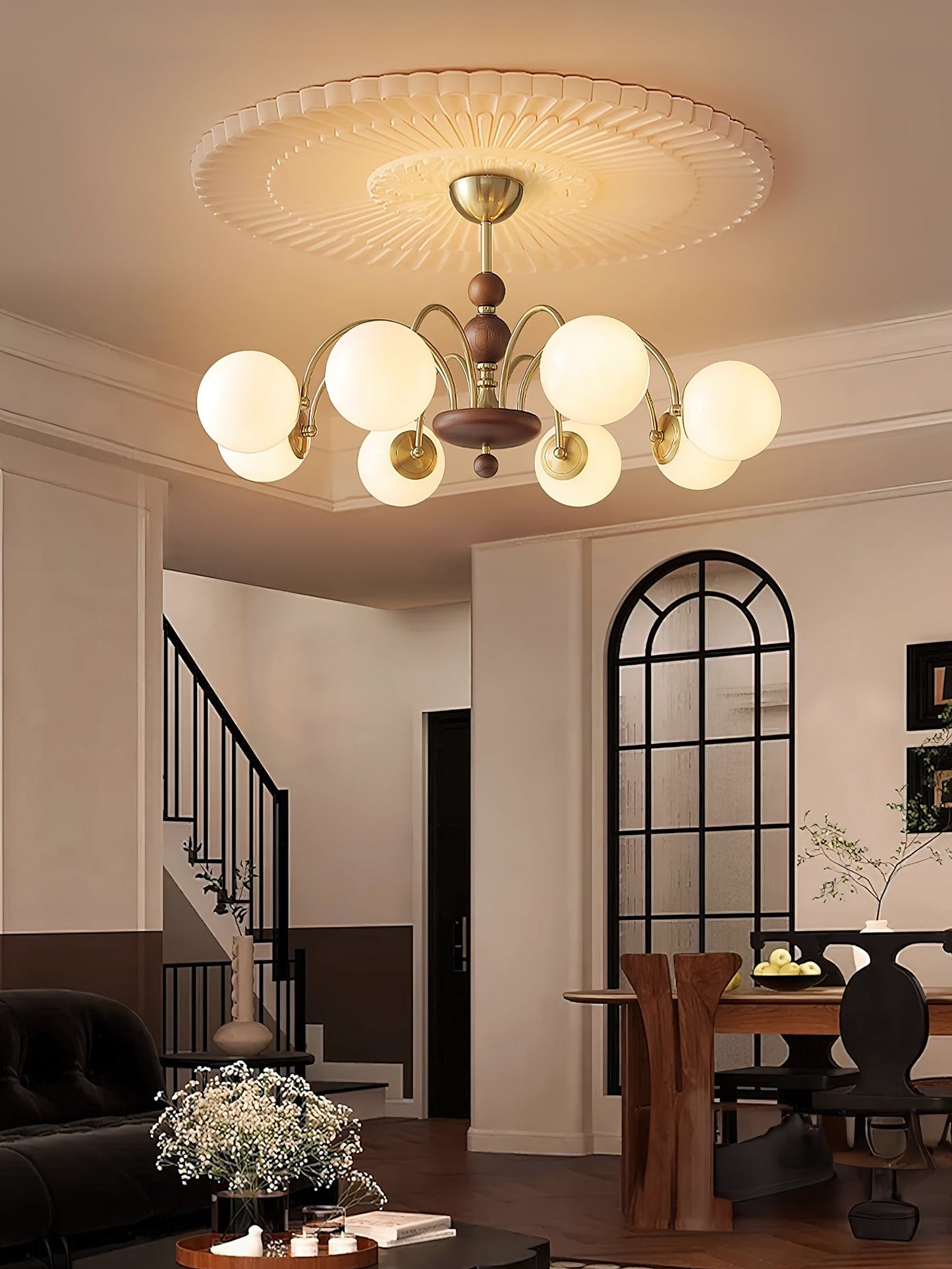 Solara Globe Chandelier - Modern Design with Adjustable Height & LED B