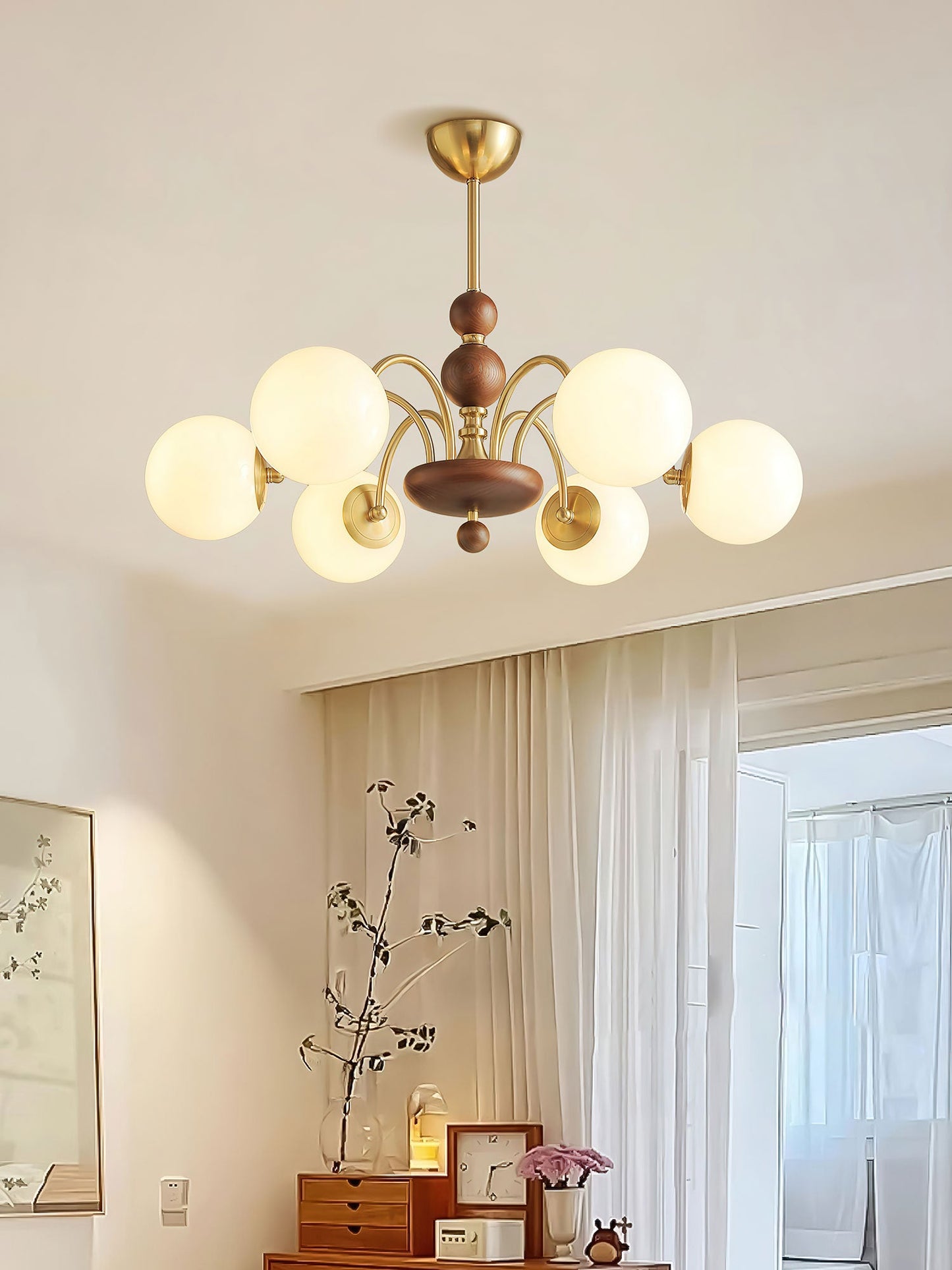 Solara Globe Chandelier - Modern Design with Adjustable Height & LED B