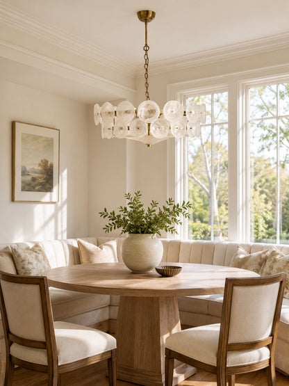 Solaris Disc Glass Chandelier - Modern Design, Adjustable Height, LED