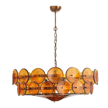 Solaris Disc Glass Chandelier - Modern Design, Adjustable Height, LED
