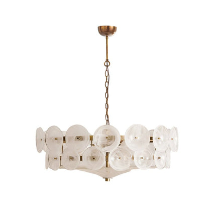 Solaris Disc Glass Chandelier - Modern Design, Adjustable Height, LED