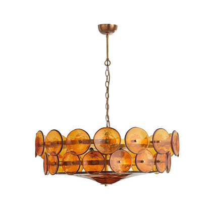 Solaris Disc Glass Chandelier - Modern Design, Adjustable Height, LED