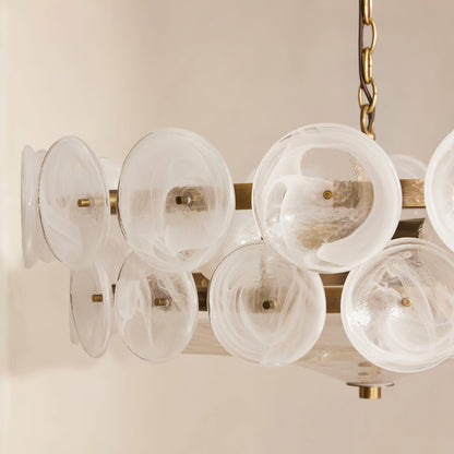 Solaris Disc Glass Chandelier - Modern Design, Adjustable Height, LED